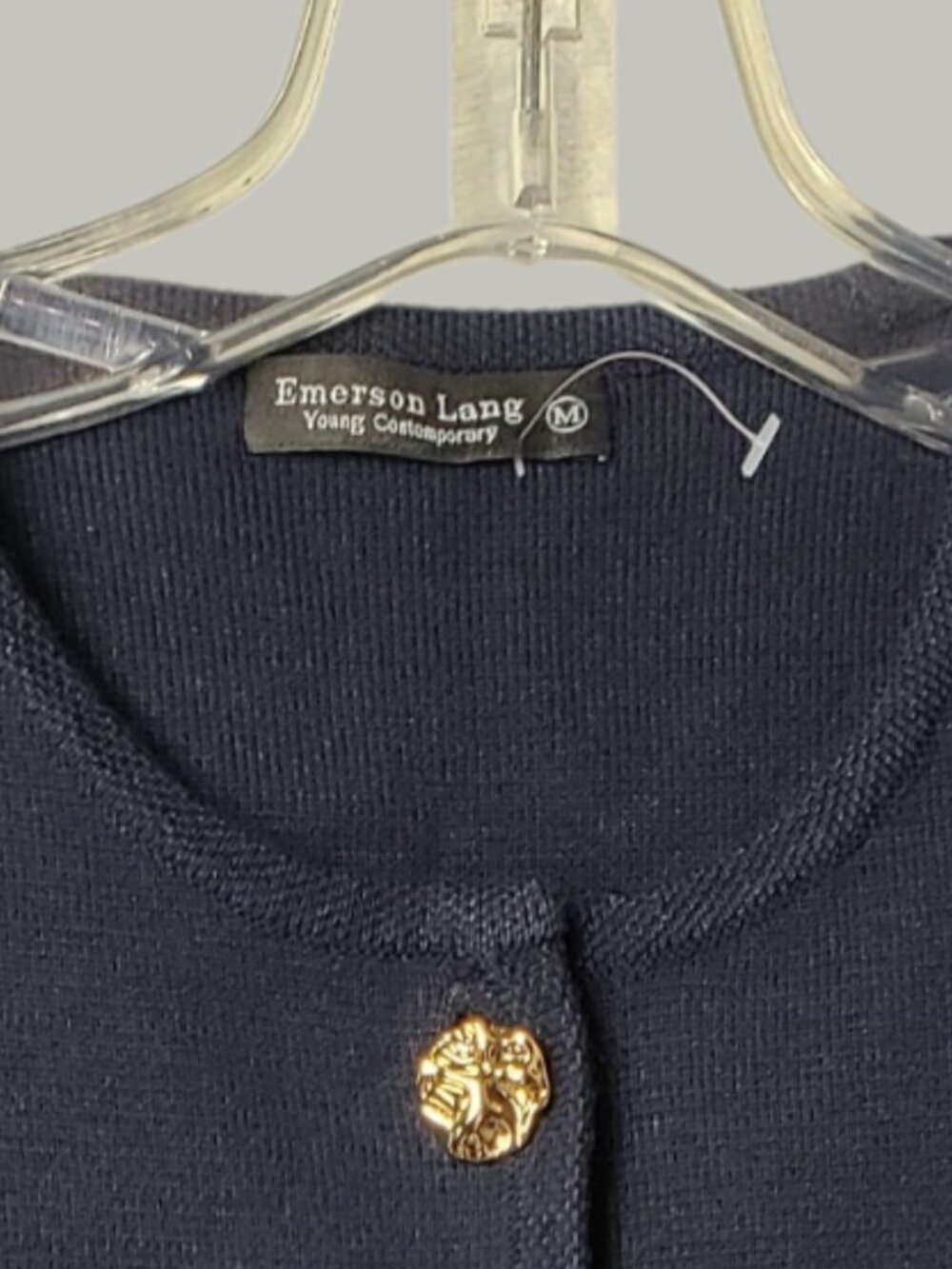 Emerson Lang Sleeveless Sweater Vest W/Gold Button Front Navy Blue& Gold Medium - Picture 4 of 10